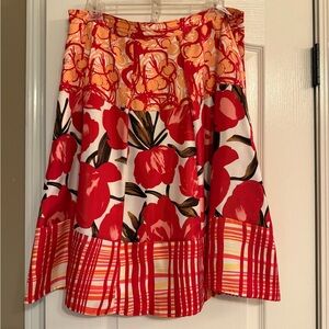 Floral Red and Orange Women's Skirt